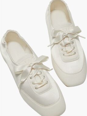 Vivaia Cristina Light Gold Satin Ribbon Lace-Up Women’s Sneakers 37.5
